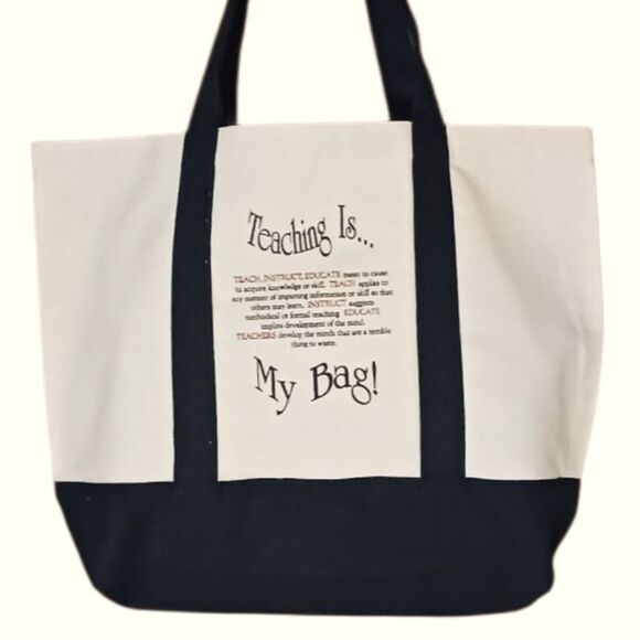No brand Handbags - Teacher's Gifts Canvas Tote Bag "Teaching Is My Bag" Large Beige & Black